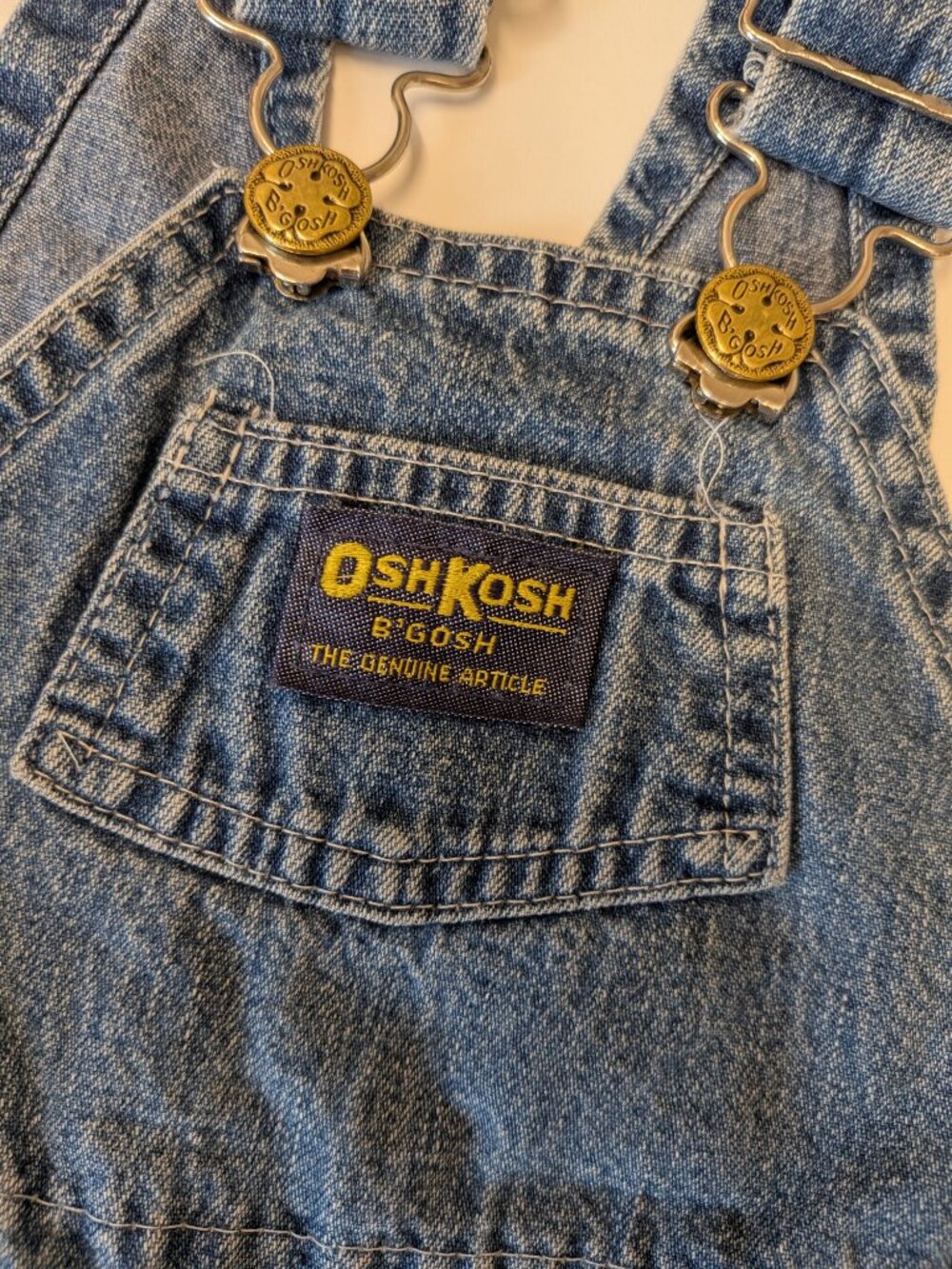 VTG 1980s OshKosh B'Gosh Denim Vestbak Overalls - Made in USA (Size 12M) - Picture 3 of 7